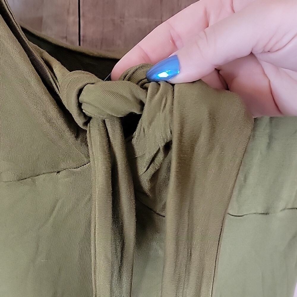 NWT Forever That Girl Anthropologie Tie Front Midi Dress Sage Green Sz M - Picture 4 of 9